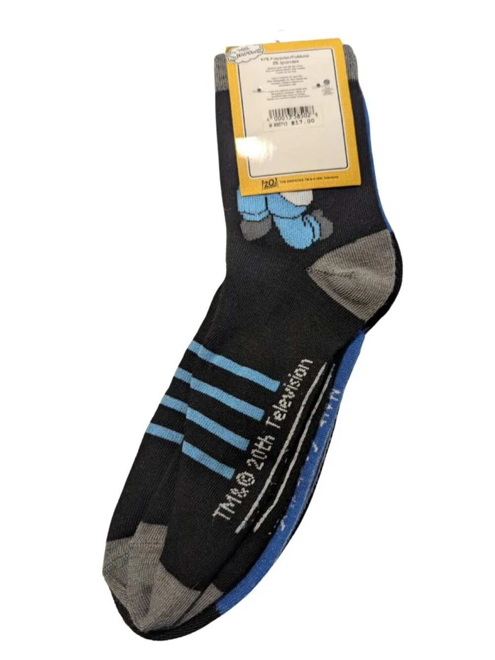 NWT The Simpsons 3 Pair Crew Socks Men’s Shoe Size 6-12 2 Black 1 Blue